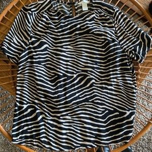 H&M Zebra Print Short-Sleeve Top Black 8